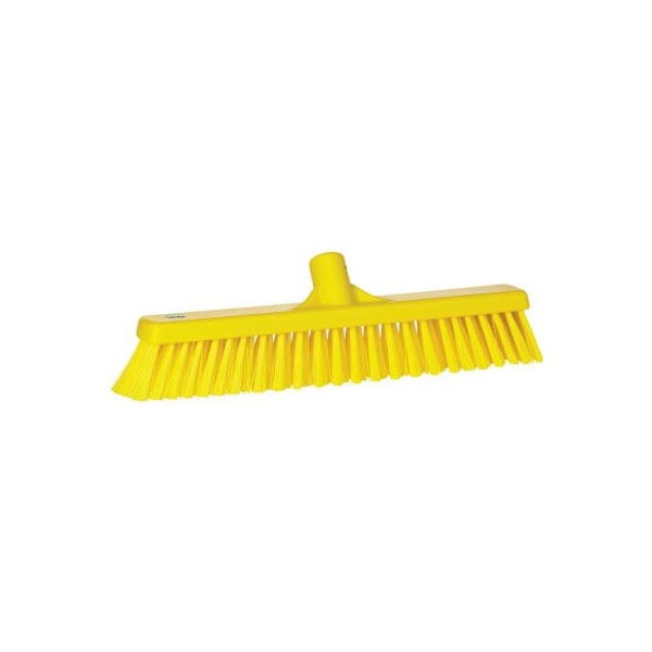 Vikan 16in Combo Push Broom- Soft/Stiff, Yellow